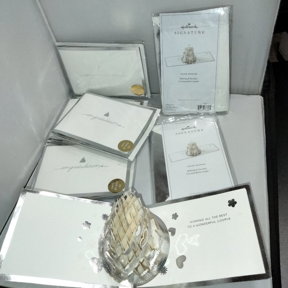 6qty HALLMARK SIGNATURE 3D Pop Up Wedding Greeting Cards RZH1136